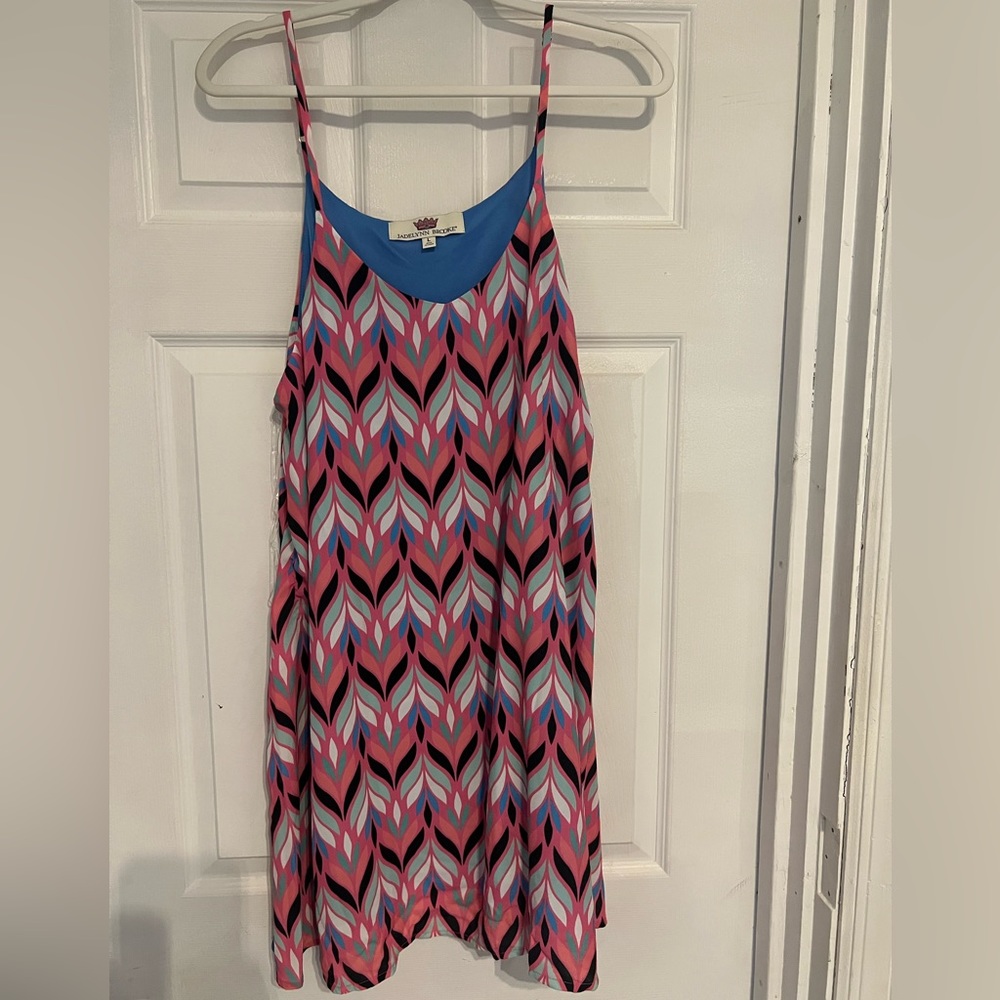 Jadelynn Brooke Pink and Blue Chevron Sundress